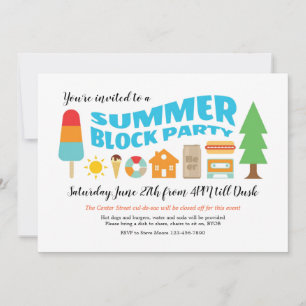 Sommar Block Party Inbjudningar