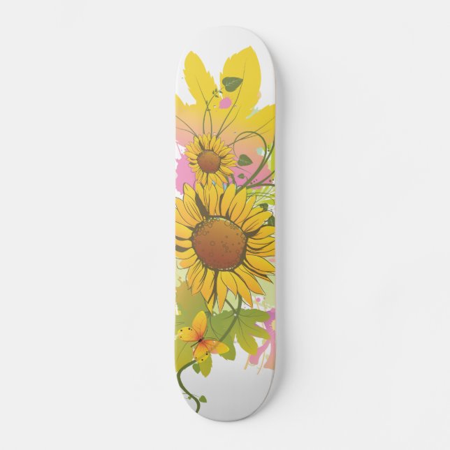 Sommar-Blommigt 1A Skateboard Bräda 19,5 Cm (Framsida)