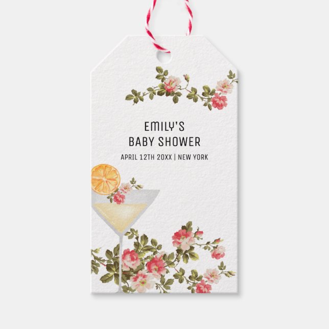 Sommar Blommigt Brunch BubLY Champagne Baby Shower Presentetikett (Framsidan)