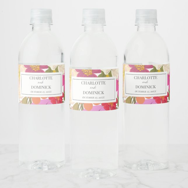 Sommar Blommigt Garden Wedding Favors Vattenflaskor Etikett (Flaskor)