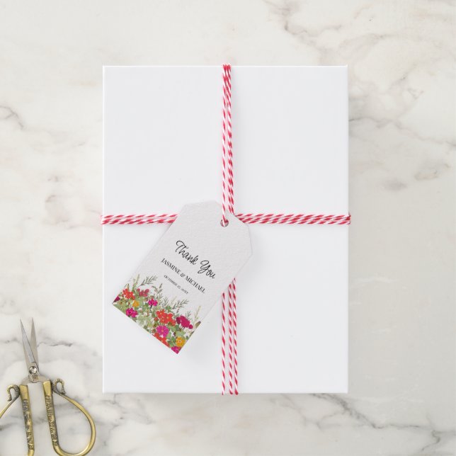 Sommar Blommigt Garden Wildblommor Bröllop Tack Presentetikett (Med Snöre)