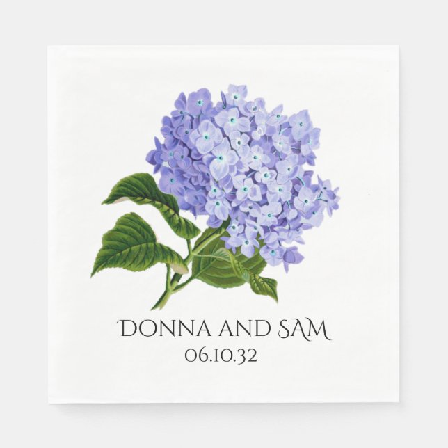 Sommar Blommigt Hydrangea Bröllop Cocktail Napkins Pappersservett (Framsidan)