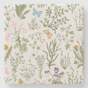 Sommar Blommigt Wildblommor och Örter Stenunderlägg