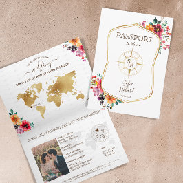 Sommar-Blommigtens bröllop-pass Inbjudan