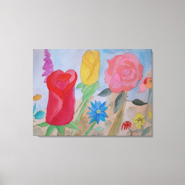 Sommar Blomsterträdgård-Kanvastrycket är stärkt Canvastryck (Framsida)