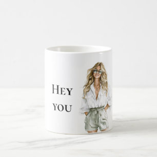 Sommar Blond Dam Hej, du citerar Kaffemugg