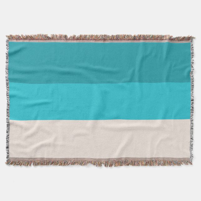 Sommar Blue Beach Vibe Vågrät Rand Filt (Framsidan)