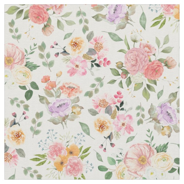 Sommar Boho-Blommigten på Benvit Tyg (Närbild)