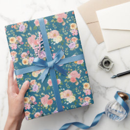 Sommar Boho-Blommigten på Mörk blått Presentpapper