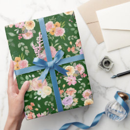 Sommar Boho-Blommigten på Mörk grönt Presentpapper