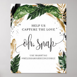 Sommar boho tropiska blad guld oh snap skylt