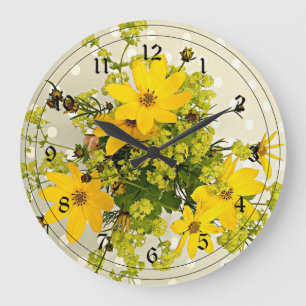 Sommar Bouquet, Vibrant Gult Stor Klocka
