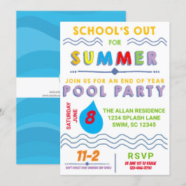 Sommar Break Bassäng Party Inbjudningar