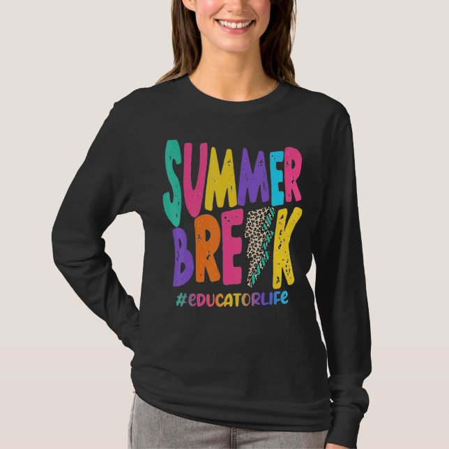 Sommar Break Educator Life Sub Leopard Teaching T Shirt (Framsida)