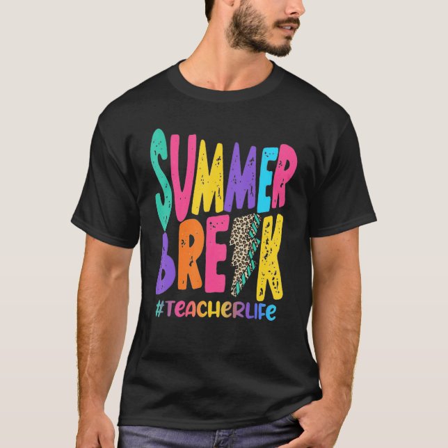 Sommar Break Lacher Life Sub Leopard Teaching T Shirt (Framsida)