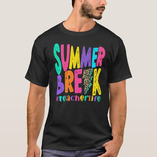 Sommar Break-läraren Distress Leopard Lightning T Shirt (Framsida)