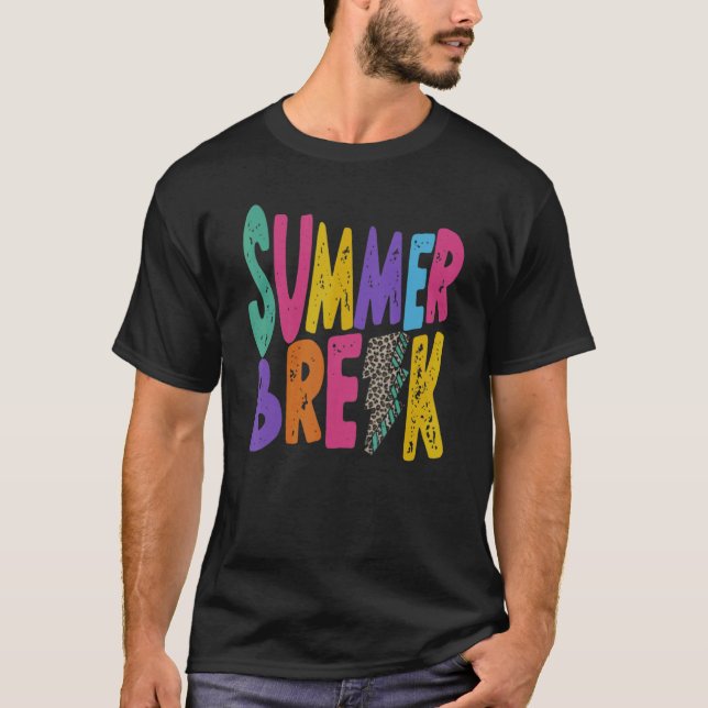 Sommar Break-läraren Distress Leopard Lightning  T Shirt (Framsida)