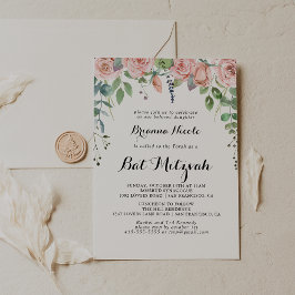 Sommar Breeze Blommigt Calligraphy Bat mitzvah Inbjudningar