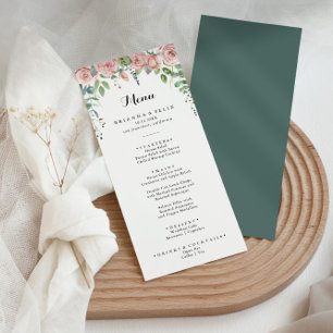 Sommar Breeze Blommigt Calligraphy Dinner Menu Meny
