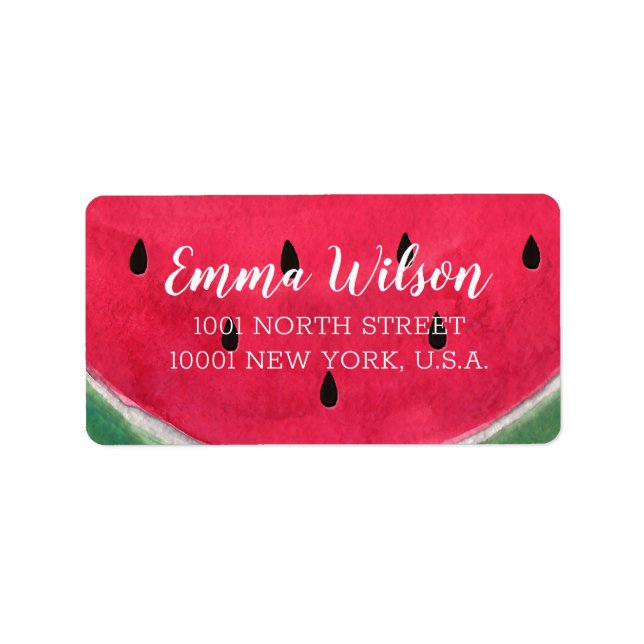 Sommar-Bröllop-Adressetiketter med vattenmelon Adressetikett (Framsidan)