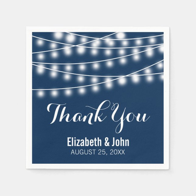 Sommar Bröllop String Ljus Design Pappersservett (Framsidan)