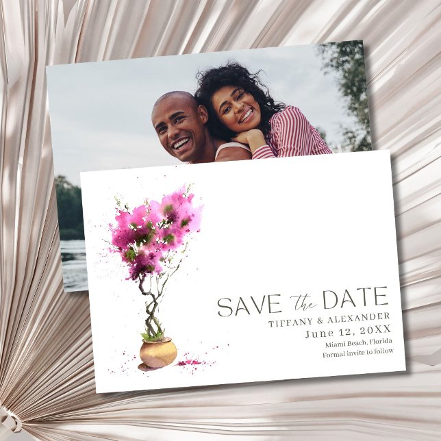 Sommar Bröllopsfoto från semesterdestination Spara Datumet (Summer Destination Wedding Photo Save The Date)