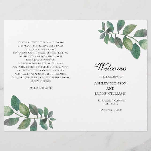 Sommar-bröllopsprogrammet har vistats. Grönt löv (Framsida)