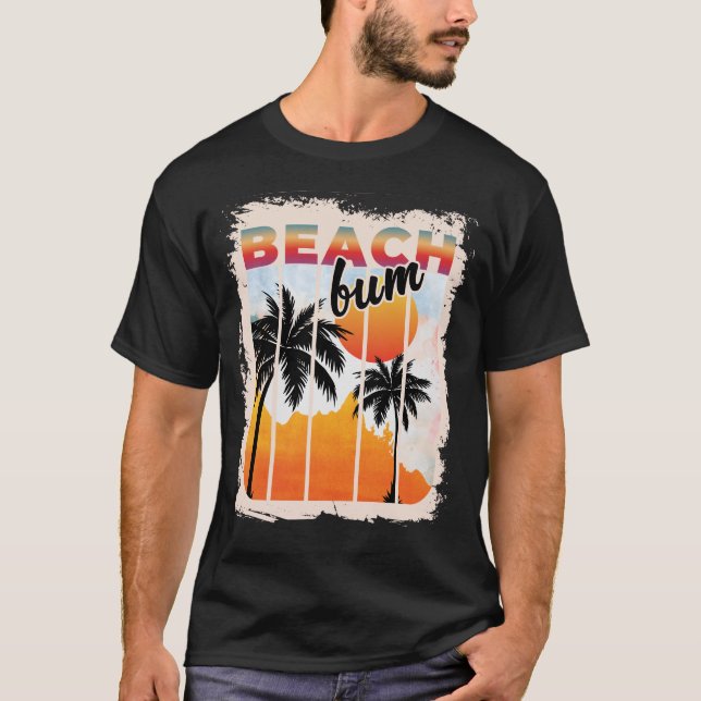 Sommar Bum Beach Handflatan Träd Vacation Sunset T Shirt (Framsida)