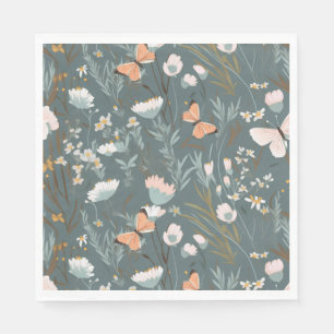 Sommar Butterflies och Wildblommor Pappersservett