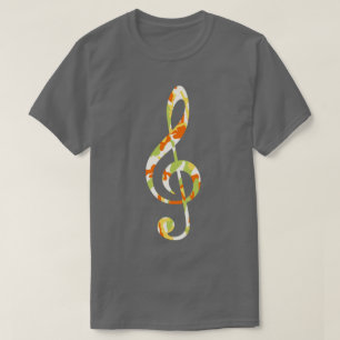 Sommar Camo Mönster Treble Clef T Shirt