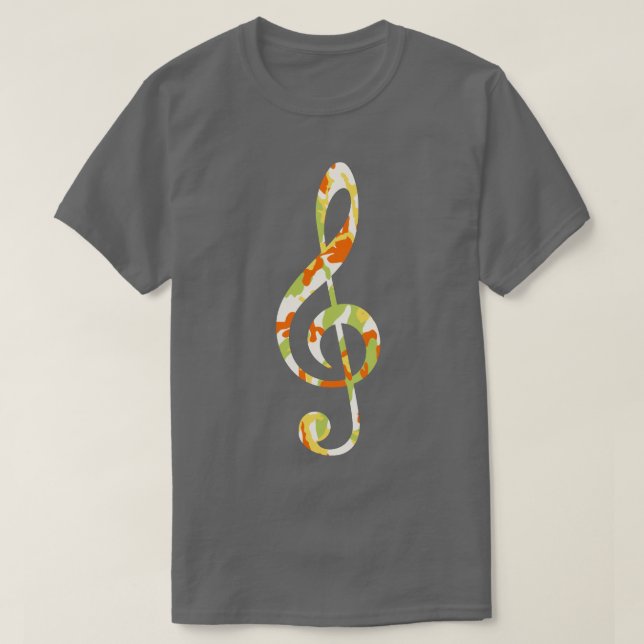 Sommar Camo Mönster Treble Clef T Shirt (Design framsida)