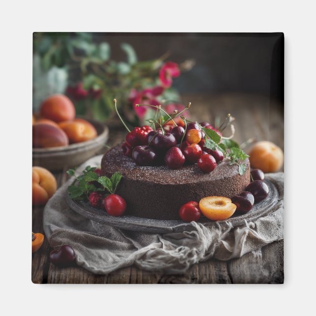 Sommar Chokladtårta Konst Magnet (Framsidan)