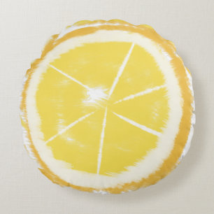 Sommar Citron Abstrakt Citrus Tie Dye Rund Kudde
