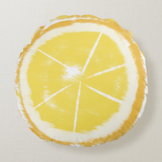 Sommar Citron Abstrakt Citrus Tie Dye Rund Kudde (Framsidan)