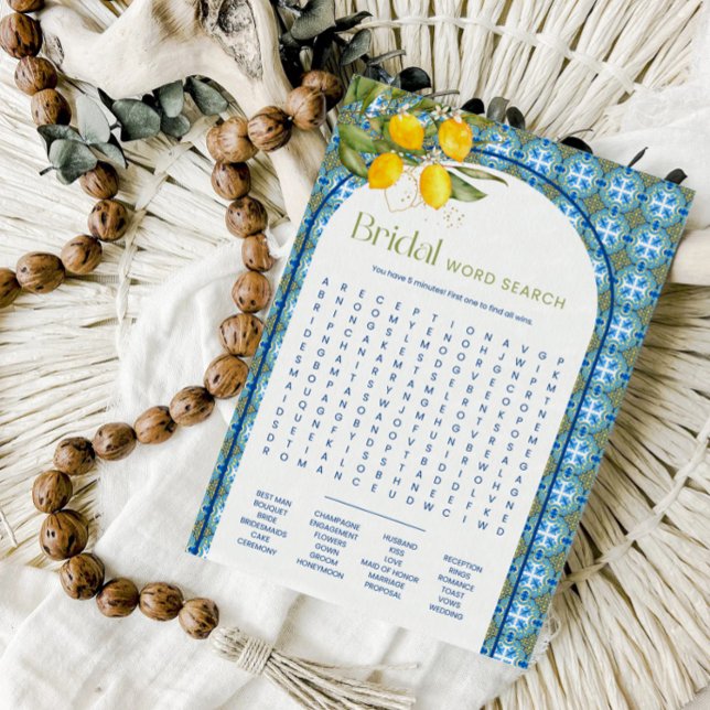 Sommar Citron Bröllopsdusch Ordsök Kort (Skapare uppladdad)