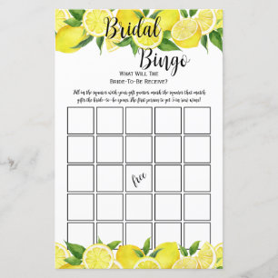 Sommar Citron Citrus Bröllopsdusch Bingo Partyspel