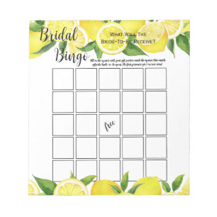 Sommar Citron Citrus Bröllopsdusch Bingo Partyspel Anteckningsblock