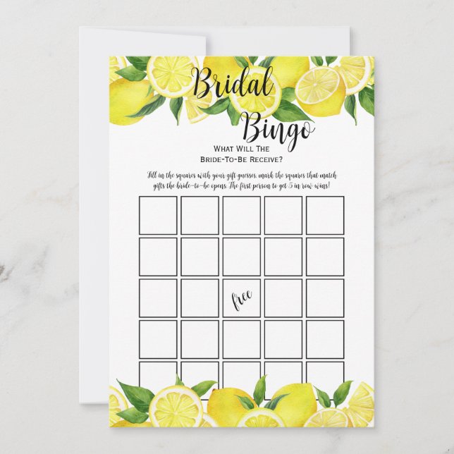 Sommar Citron Citrus Bröllopsdusch Bingo Partyspel Inbjudningar (Framsida)