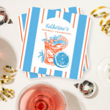 Sommar Citron Cocktail Blå Orange Födelsedagsfest