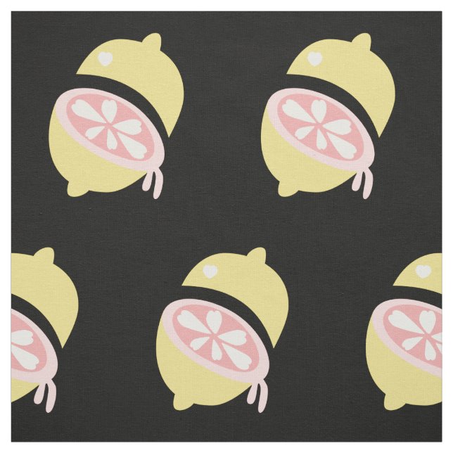 Sommar citron droppande med hjärtan tyg (Provkarta)