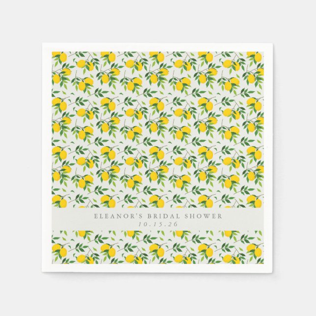 Sommar Citron Frukt Mönster Anpassad Bröllopsdusch Pappersservett (Framsidan)