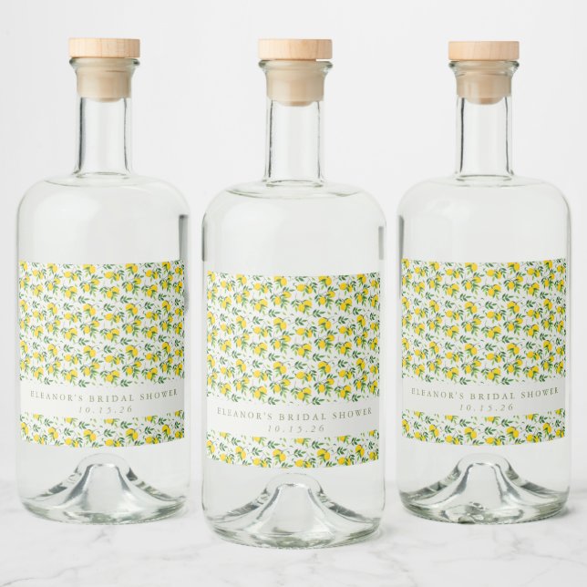 Sommar Citron Frukt Mönster Anpassad Bröllopsdusch Spritflaskor Etikett (Flaskor)