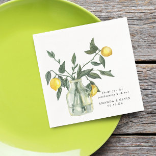 Sommar Citron I Glas Bröllopspapper Pappersservett