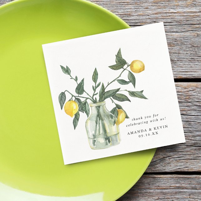 Sommar citron i jar bröllopspapper pappersservett (Summer Lemon In Jar Wedding Paper Napkins)