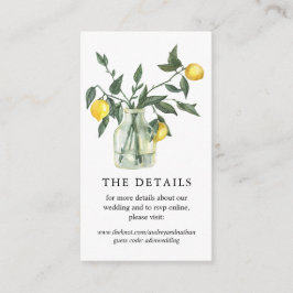 Sommar Citrus Lemon Greenery Bröllop webbplats Tilläggskort