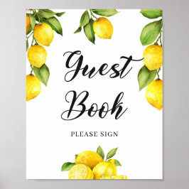 Sommar Citrus Lemon Guest Bok Sign Baby Shower Poster