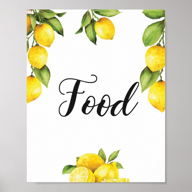 Sommar Citrus Lemons Food Sign Baby Shower Poster (Framsidan)
