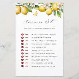 Sommar Citrus Mamma eller Pappa Baby Shower Game