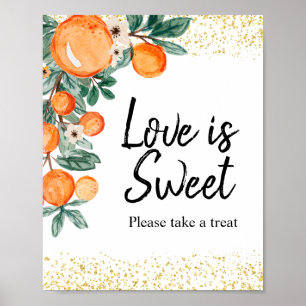 Sommar Citrus Orange Akvarell Kärlek är Söt Poster