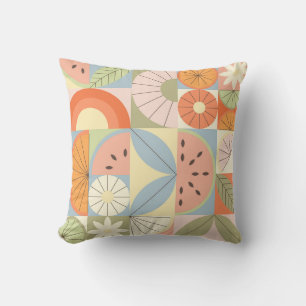 Sommar Citrus Watermelon: Abstrakt Geometric Patte Kudde